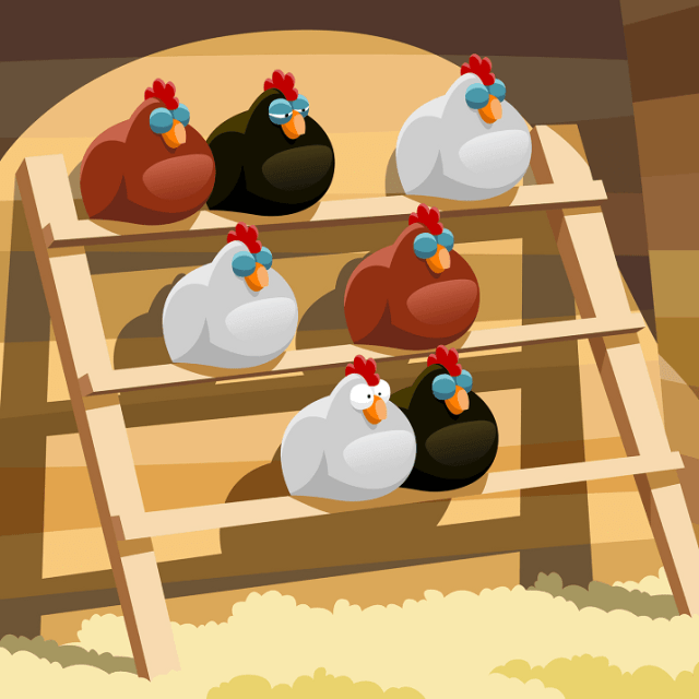 Percha de descanso para pollos de escalera